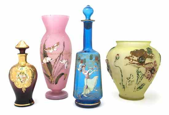 Appraisal: A Collection of Enameled or Molded Glass Articles comprising two