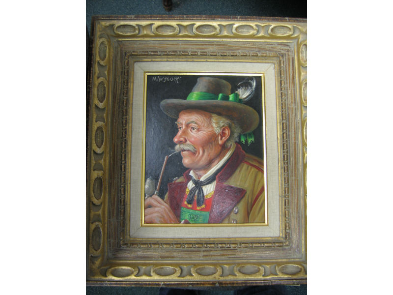 Appraisal: M WYSOCKI AUSTRIAN TH CENTURY Austrian gentleman smoking a pipe