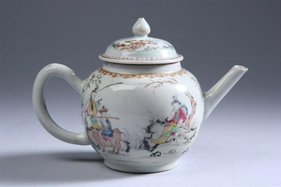 Appraisal: CHINESE FAMILLE ROSE PORCELAIN TEA POT Circa Figural decoration -