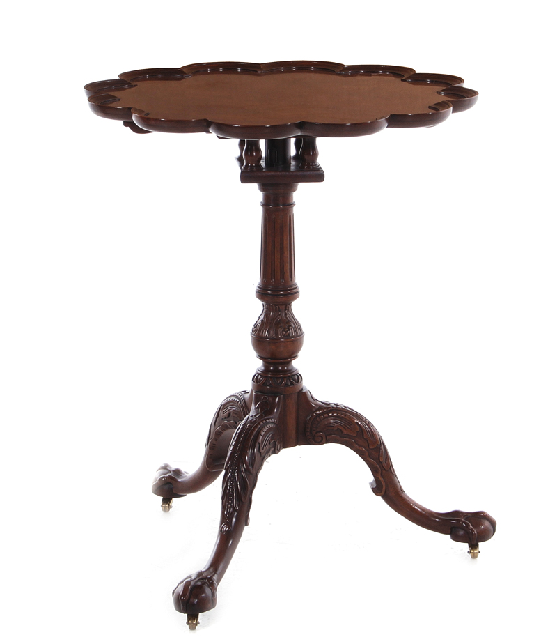 Appraisal: Georgian style mahogany tilt-top tea table Baker H Dia Provenance