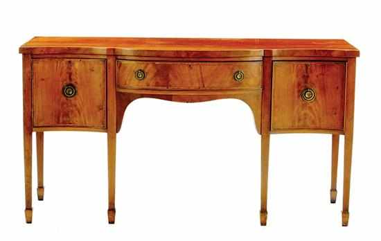 Appraisal: Georgian style inlaid mahogany serpentine sideboard late th century shaped