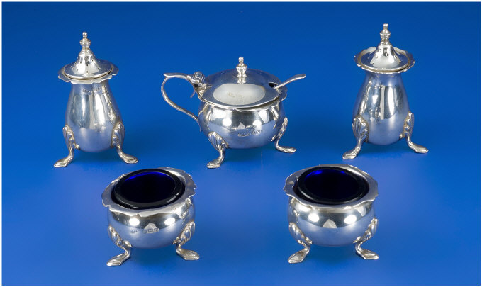 Appraisal: Silver Five Piece Cruet Set Hallmark Birmingham