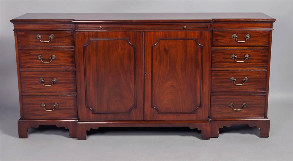 Appraisal: CHIPPENDALE STYLE MAHOGANY SIDEBOARD shaped molded top above a central