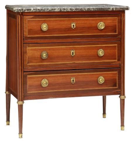 Appraisal: Petite French Louis XVI style mahogany commode late th c