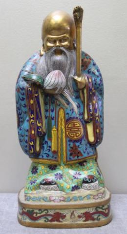 Appraisal: Gilt Metal Chinese Cloisonne Figure of a Wise ManNice quality