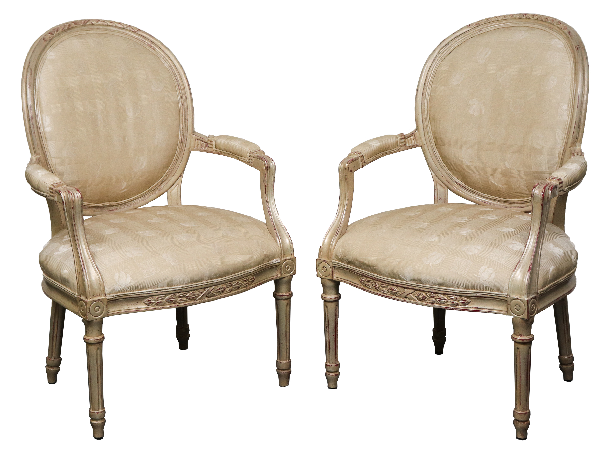 Appraisal: FRENCH LOUIS XVI MANNER FAUTEUILS PAIR Pair of French Louis