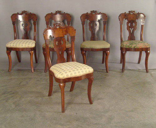 Appraisal: Set of five Victorian mahogany dining chairs th c