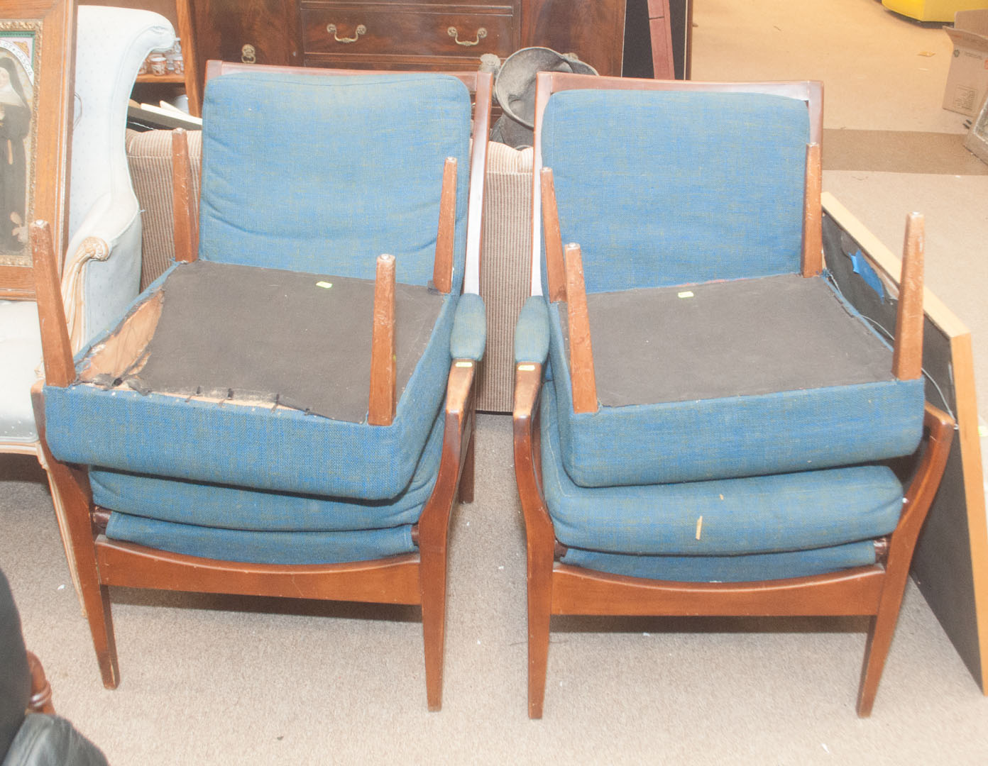 Appraisal: Pair of mid-century modern armchairs with ottomans