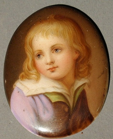 Appraisal: Dresden porcelain oval portrait of a boy x