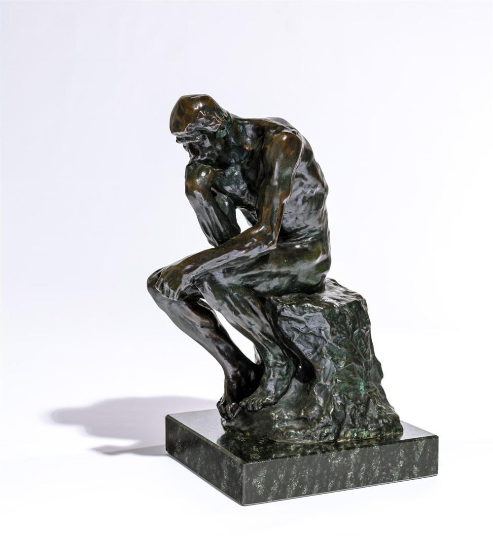 Appraisal: AFTER PIERRE-AUGUSTE RODIN The Thinker bronze inscribed Rodin height inches