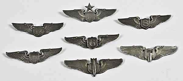 Appraisal: US WWII Theater Made Flight Wings Lot of Seven Makers