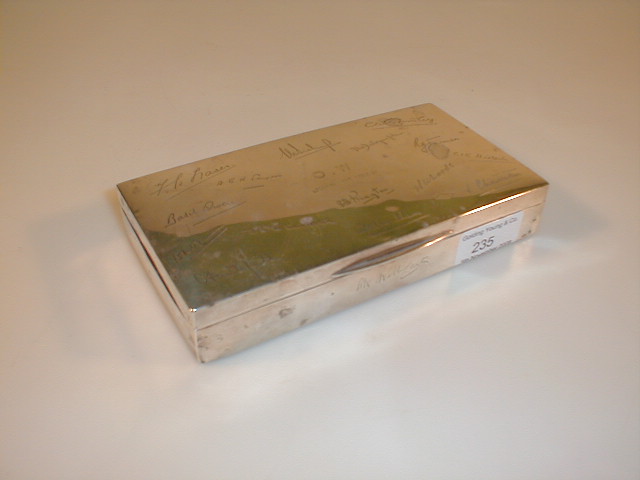 Appraisal: A silver cigarette box presented to Oscar Westmacott June st