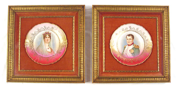 Appraisal: FRAMED GERMAN PORCELAIN PORTRAIT PLATES - NAPOLEON JOSEPHINE Each framed