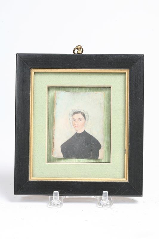 Appraisal: MINIATURE ON IVORY Ohio ca Portrait of a woman dressed