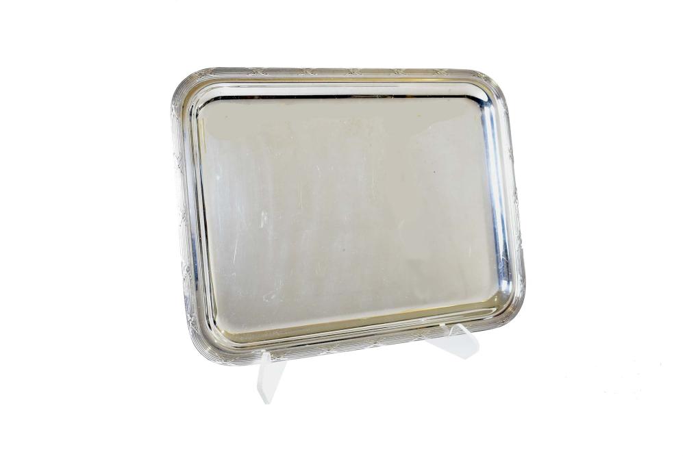 Appraisal: CHRISTOFLE SILVER PLATE TRAYMarked Rectangular with recessed center section and