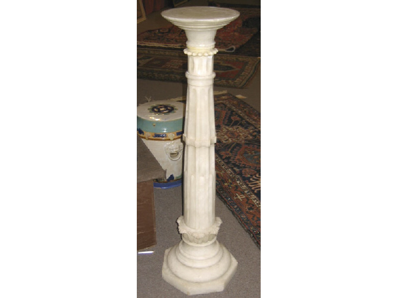 Appraisal: ITALIAN MARBLE PEDESTAL Circular top on the undulating reeded column