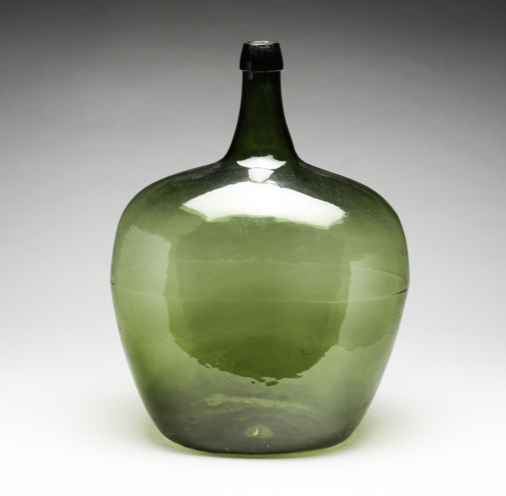 Appraisal: EUROPEAN DEMI-JOHN Nineteenth century Mold blown olive green glass demi-john