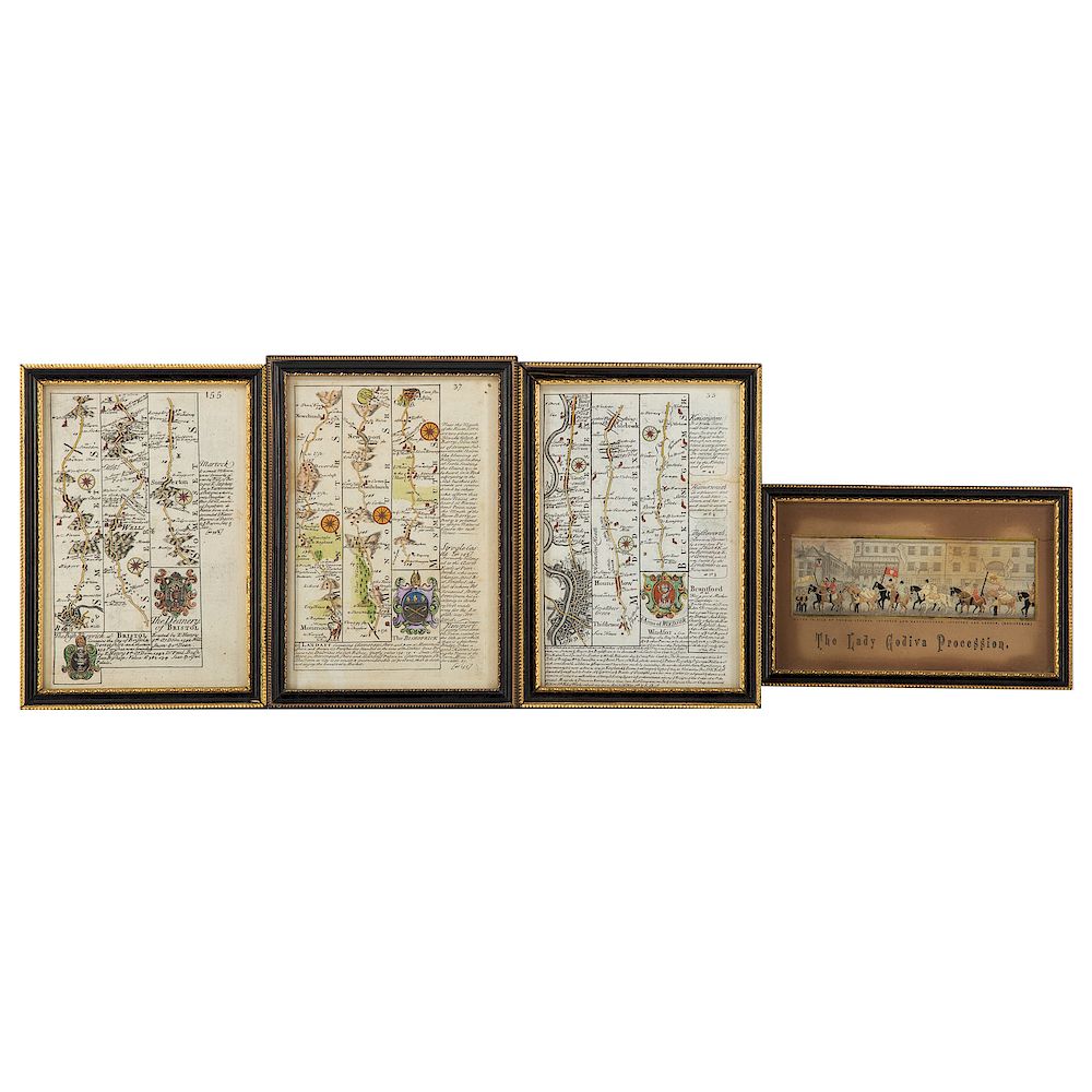 Appraisal: Small th Century English Maps Stevengraph three small double view