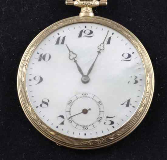 Appraisal: A 's Swiss ct gold keyless lever dress pocket watch