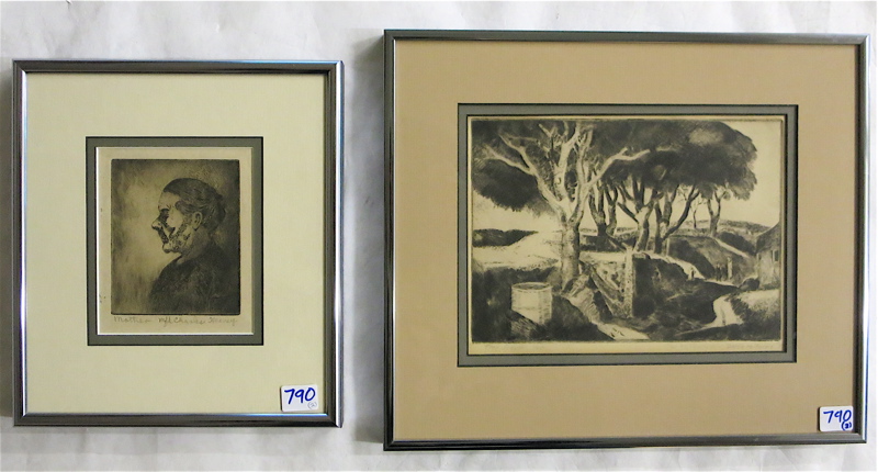 Appraisal: CHARLES EDWARD HEANEY TWO ETCHINGS Oregon - Tree Group and