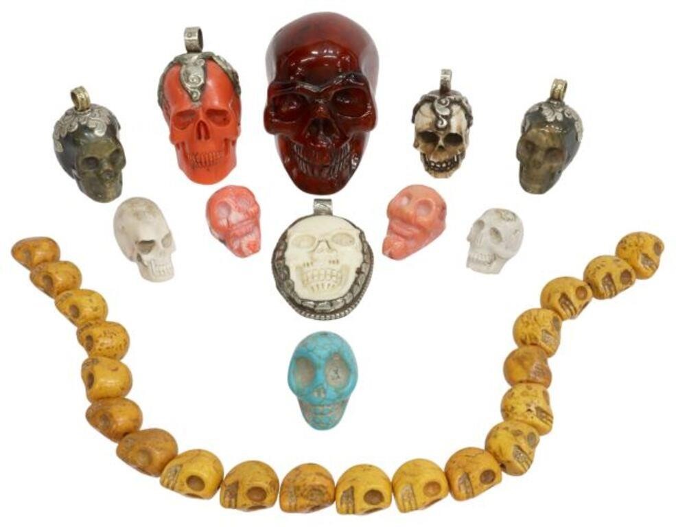 Appraisal: lot of Collection of skull beads pendants and table items