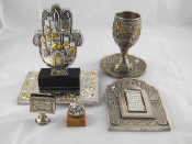 Appraisal: Judaica A dish cm diameter and a goblet ht cm