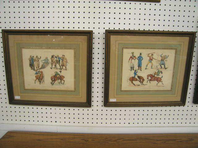 Appraisal: Pair of Handcolored Equestrian Engravings Symptons