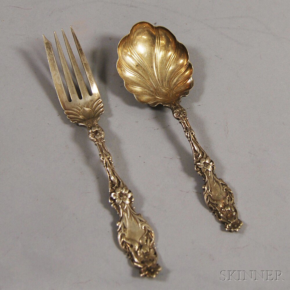 Appraisal: Two Whiting Lily Sterling Silver Flatware Serving Items a large