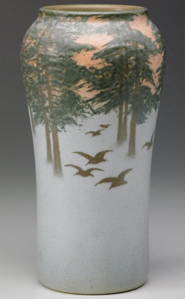 Appraisal: ROOKWOOD Scenic Vellum vase finely painted by E T Hurley