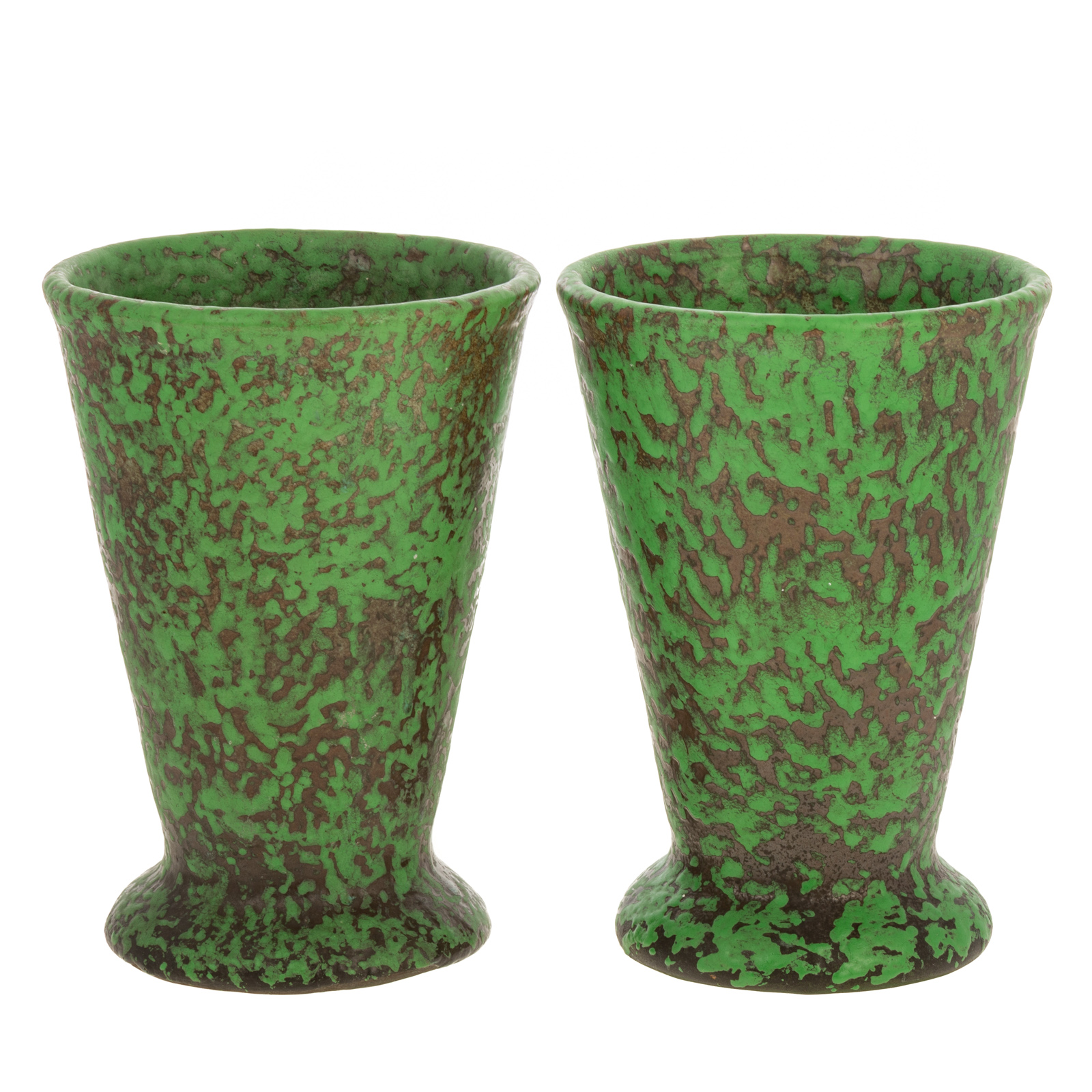 Appraisal: A PAIR OF WELLER COPPERTONE BEAKER VASES Circa s one