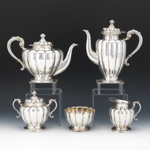 Appraisal: SANBORNS STERLING SILVER FIVE-PIECE TEA COFFEE SERVICE Impressive sterling -piece