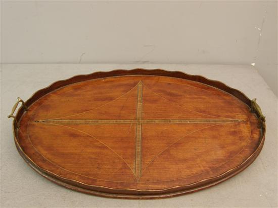 Appraisal: th century mahogany and parquetry inlaid tray with raised gallery