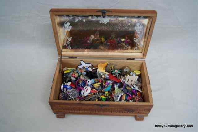 Appraisal: Vintage Cedar Jewelry Chest Full of Earrings PinsThis is a