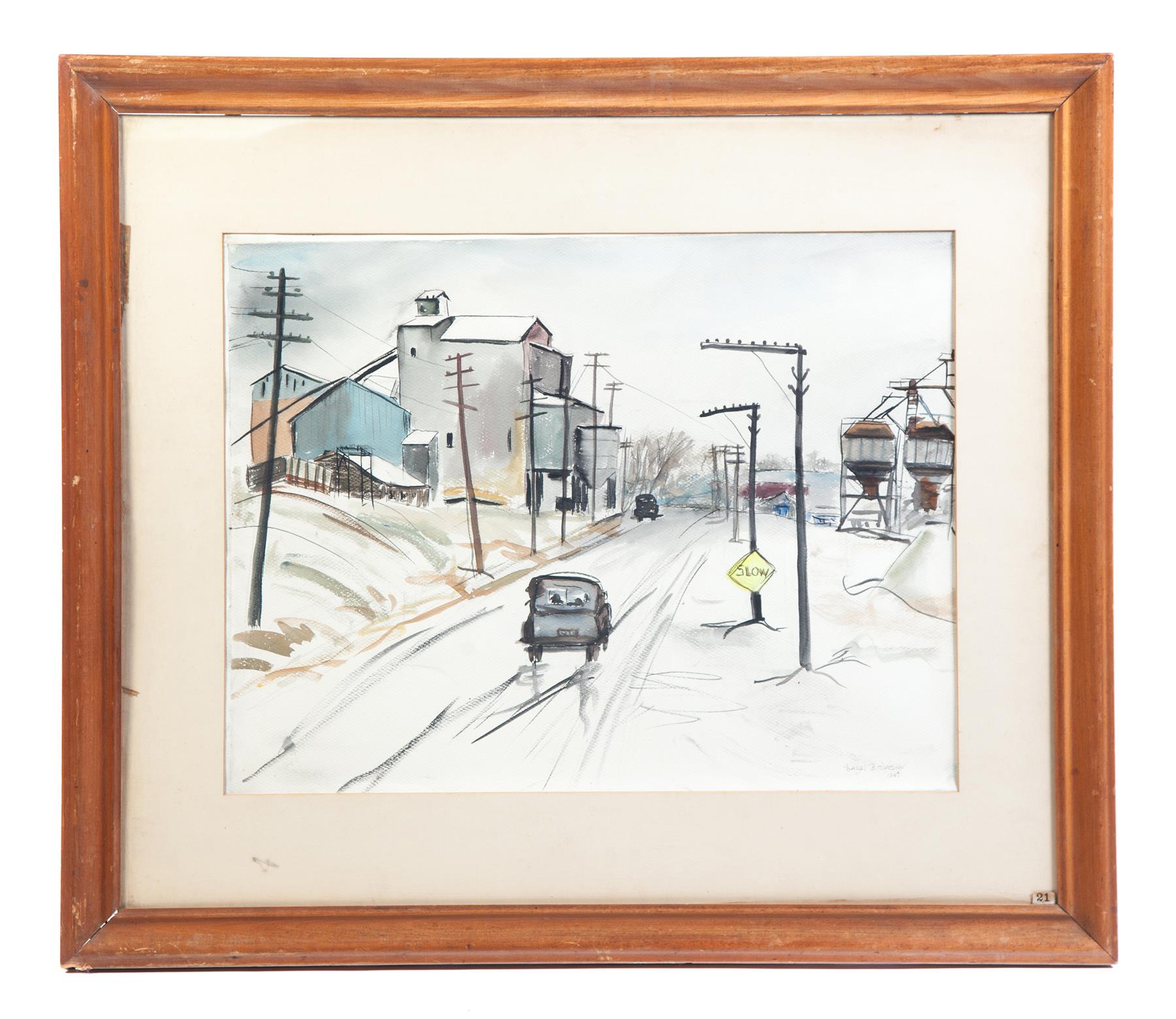 Appraisal: WATERCOLOR TITLED WINTER ON THE QUARRY ROAD SIGNED HAZEL B