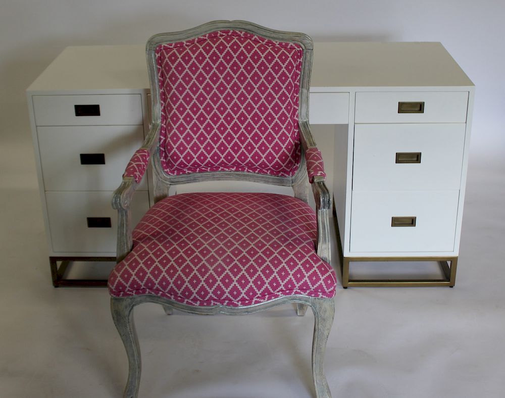 Appraisal: RH Avalon Storage Desk In Waxed White with cast metal