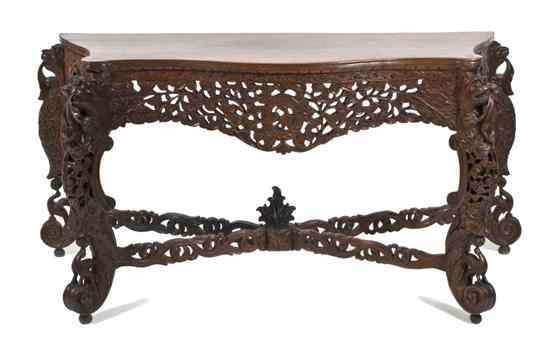 Appraisal: A Colonial Carved Hardwood Console Table th century having a