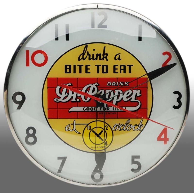 Appraisal: Dr Pepper Telechron Light-Up Electric Clock Description s Nice face