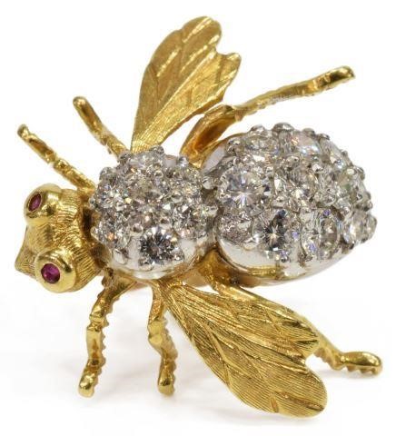 Appraisal: Estate Herbert Rosenthal kt yellow gold bee pin comprising round