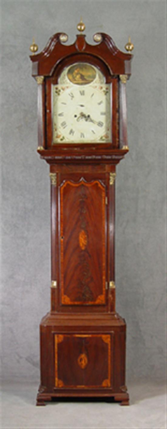 Appraisal: English Tall Case Clock Circa Mahogany burl veneers and inlays