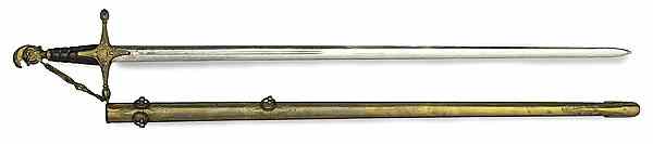 Appraisal: Ames Militia Staff Officer's Sword blade with center fuller long