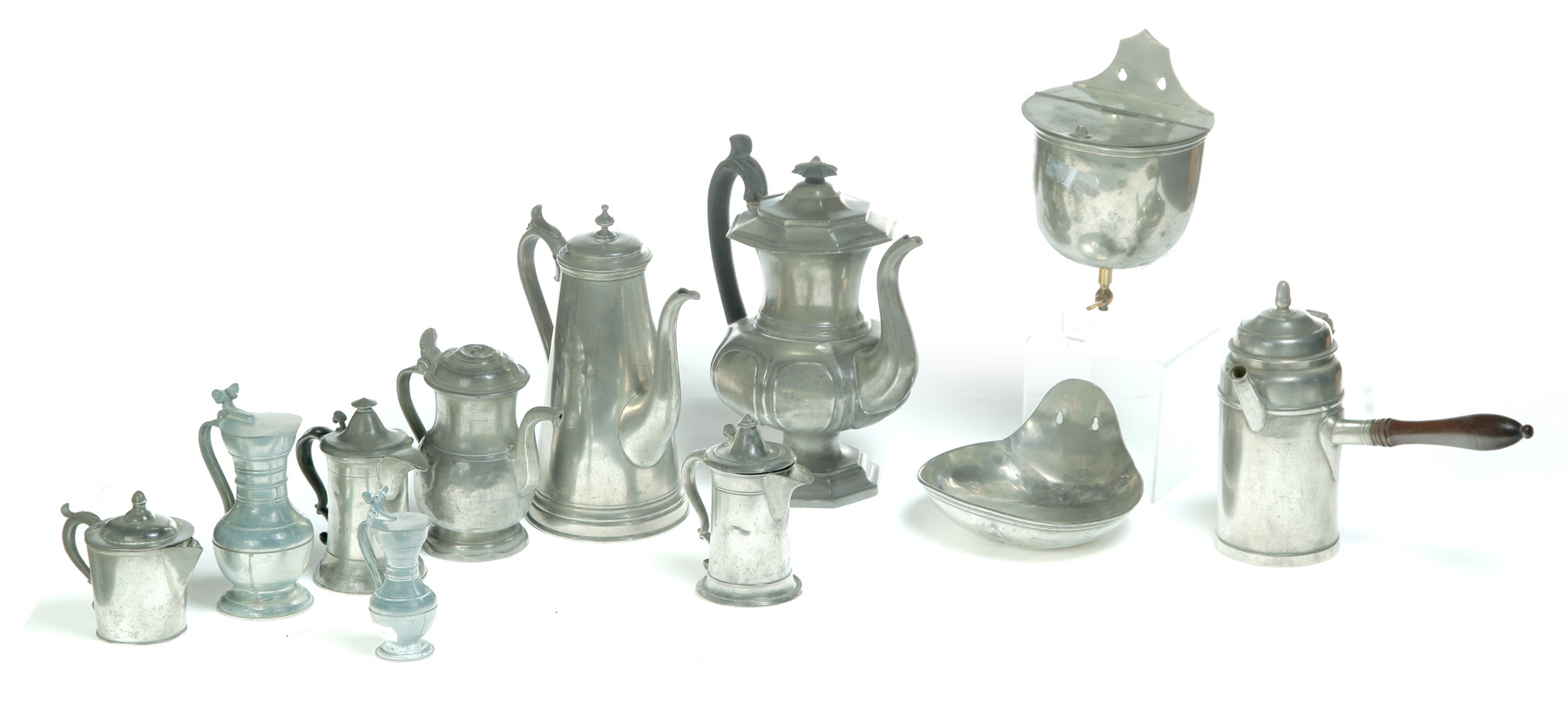 Appraisal: TEN VARIOUS EUROPEAN PIECES OF PEWTER Nineteenth century Lavabo Dixon