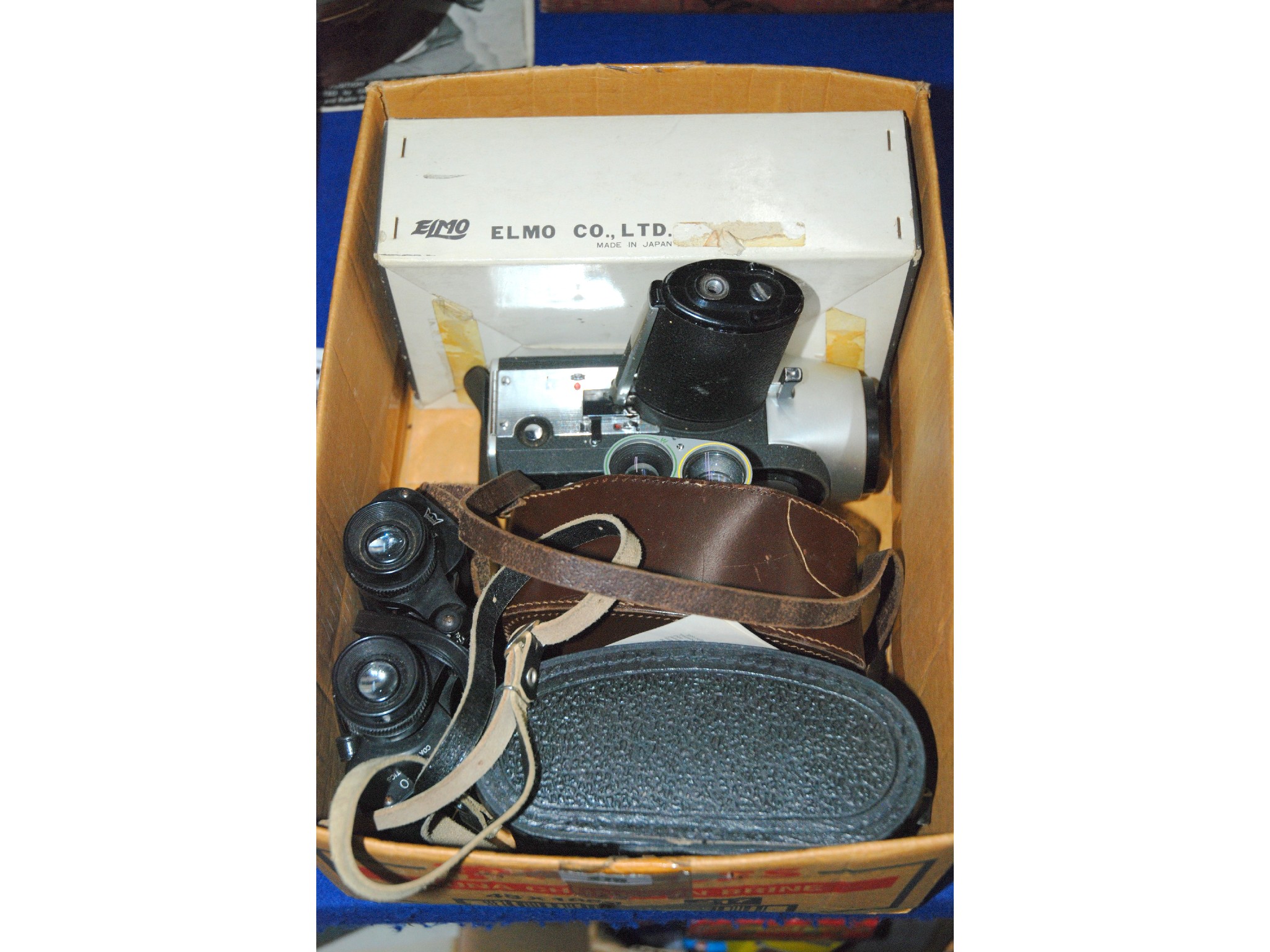 Appraisal: A box of miscellaneous including two pairs of binoculars cine