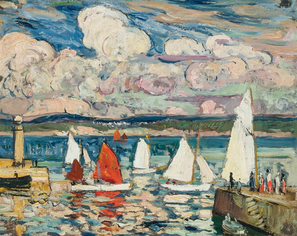 Appraisal: RICHARD HAYLEY LEVER American - Sailboats St Ives oil on