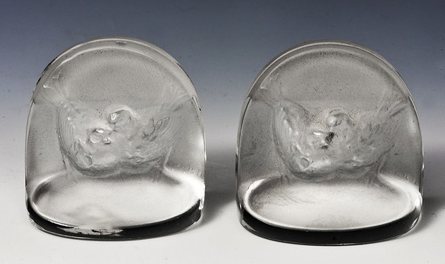 Appraisal: Rene Lalique French - Pair of 'Pinsons' card holderseach etched