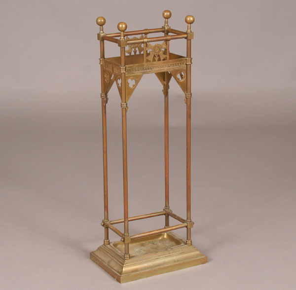 Appraisal: Aesthetic Victorian bronze umbrella cane stand with brass or gilt