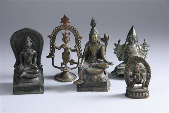 Appraisal: FOUR TIBETAN INDIAN BRONZE FIGURES OF DEITIES th century and