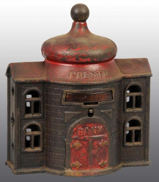 Appraisal: Cast Iron Presto Mechanical Bank Description Working Missing trap Condition