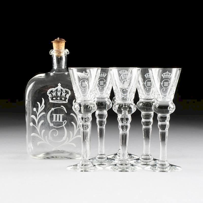 Appraisal: A SET OF SIX HOVMANTORP GLASBRUK GUSTAV III STYLE ENGRAVED