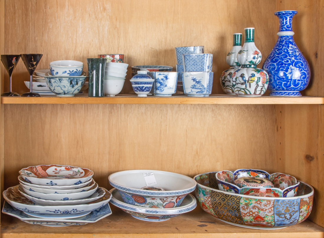 Appraisal: TWO SHELVES OF JAPANESE PORCELAIN WARES Two shelves of Japanese