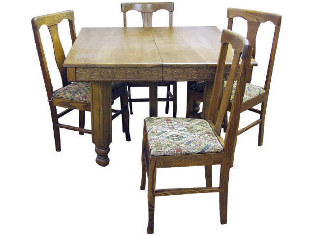 Appraisal: Antique square top dining table with two leaves carved skirt